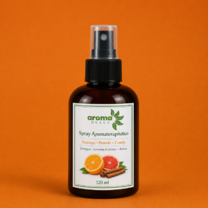 Spray Aromaterapéutico Naranja Pomelo y Canela Aroma Dulce 125 ml con aceites esenciales cítricos y especiados para aromatizar ambientes